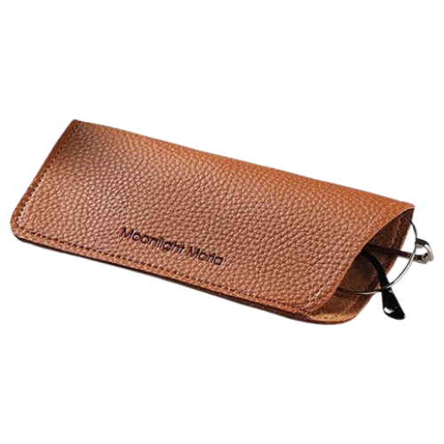 Flat leather glasses case