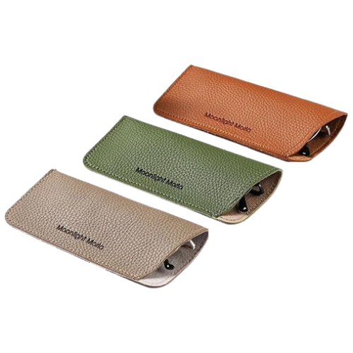 Flat leather glasses case