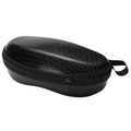 Black leather glasses case with zip