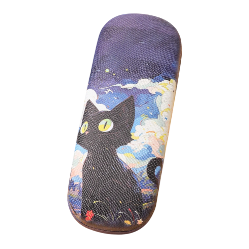 Black cat glasses case