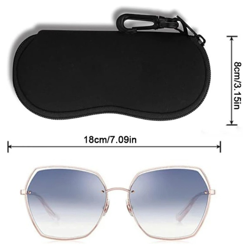 Soft black glasses case with zip