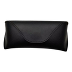 Black leather glasses case with magnetic closure