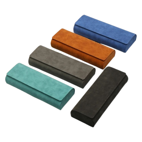 Leather glasses case with magnetic closure