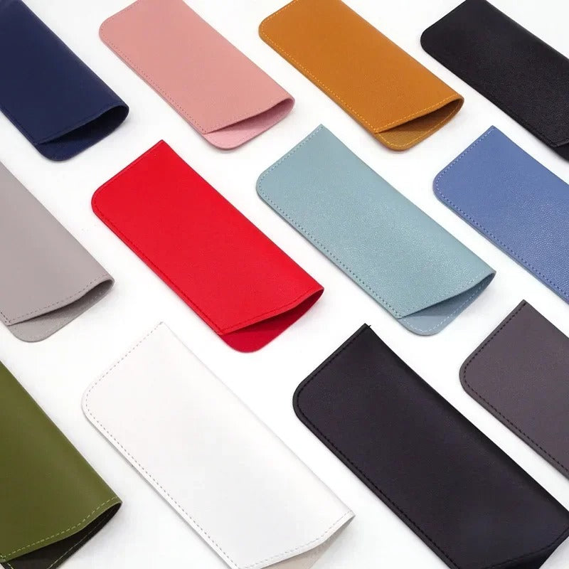 Compact leather glasses case