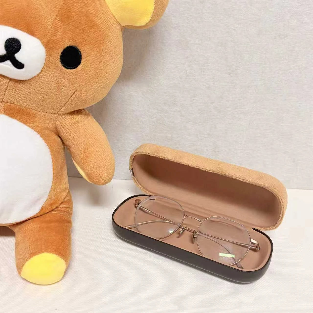 Teddy bear plush glasses case