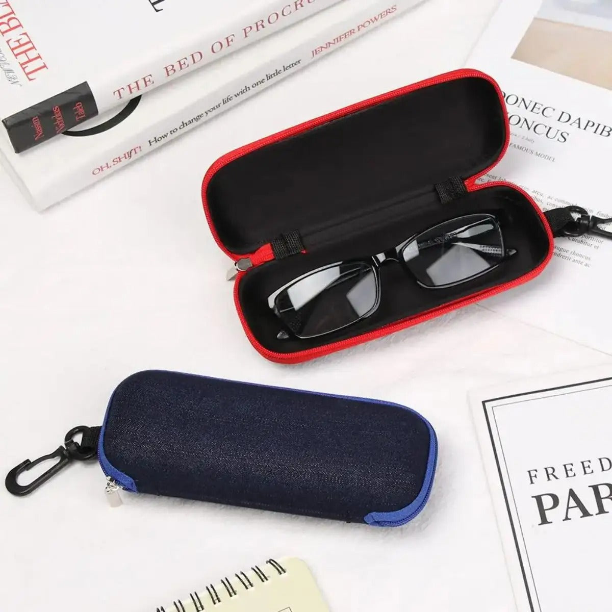 Hard glasses case with zip