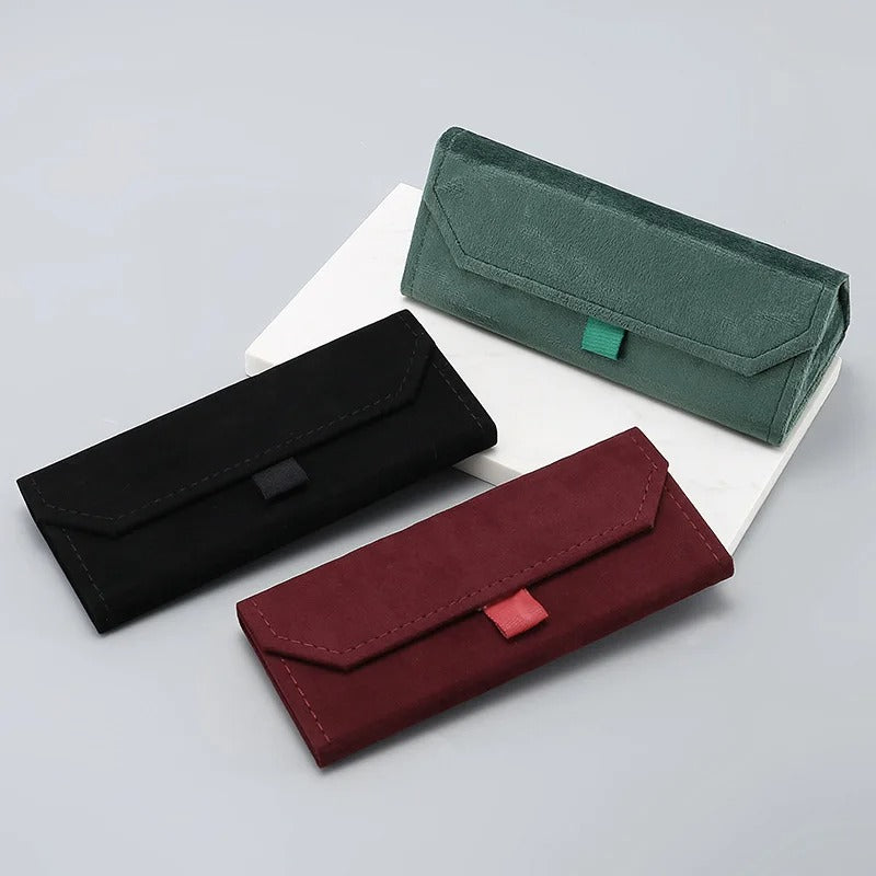 Leather folding glasses case
