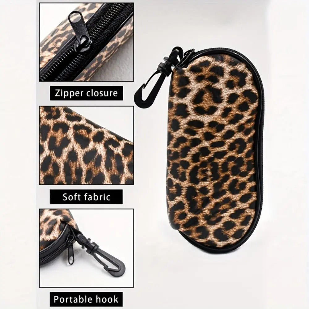 Leopard print soft glasses case
