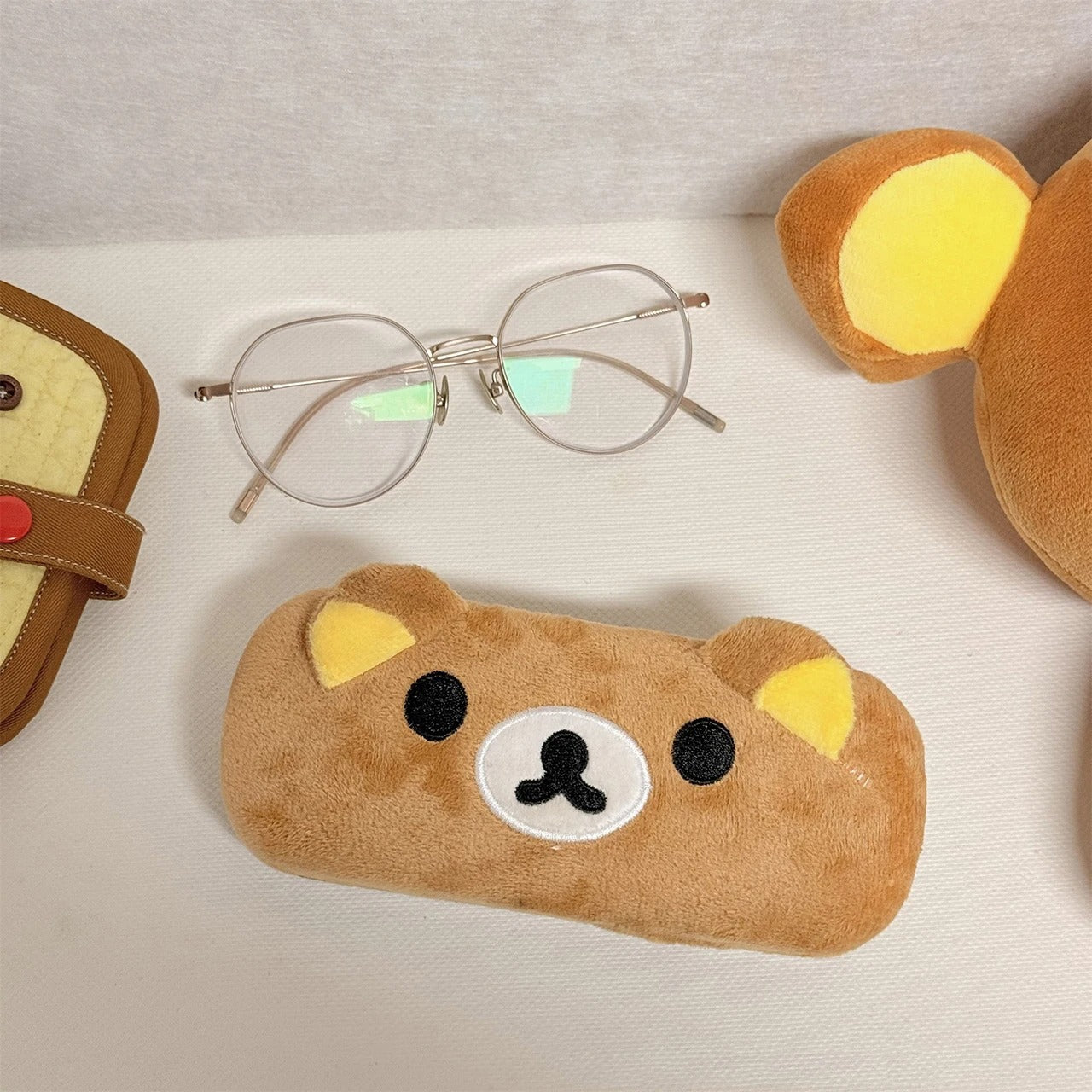 Teddy bear plush glasses case