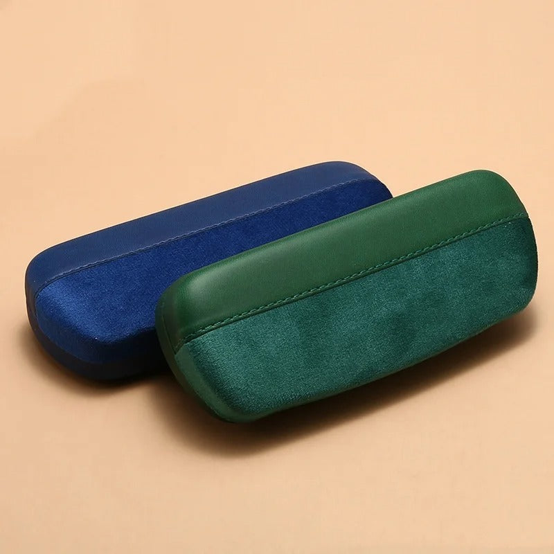 Velvet and leather glasses case