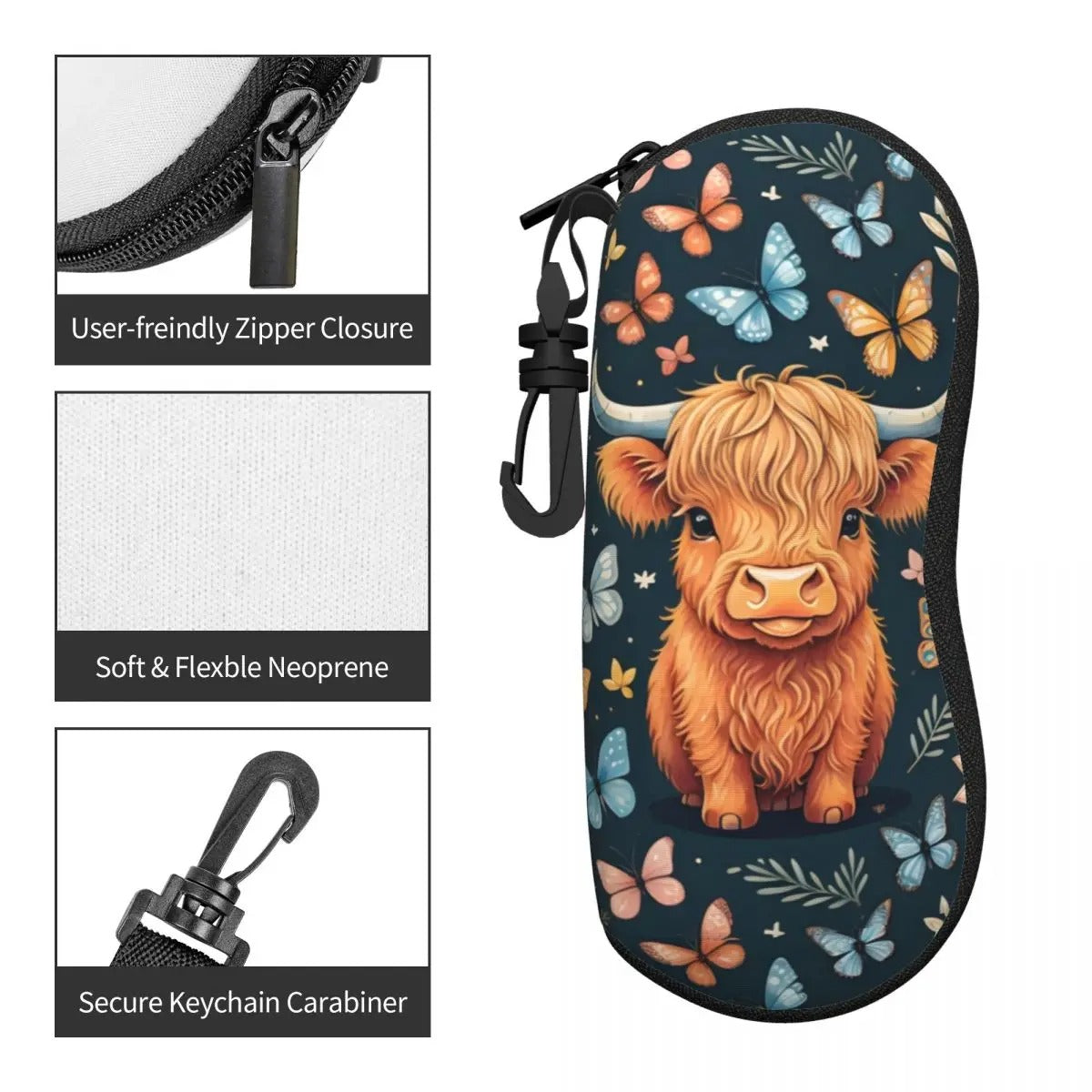Baby highland cow glasses case