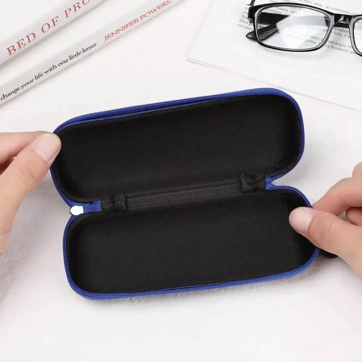 Hard glasses case with zip