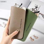 Flat leather glasses case