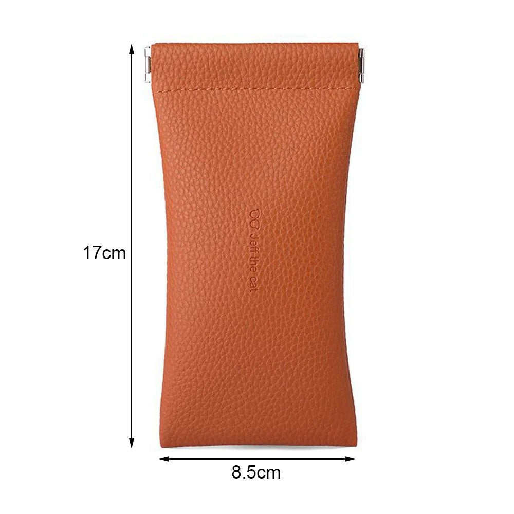 Soft leather glasses case with magnetic closure