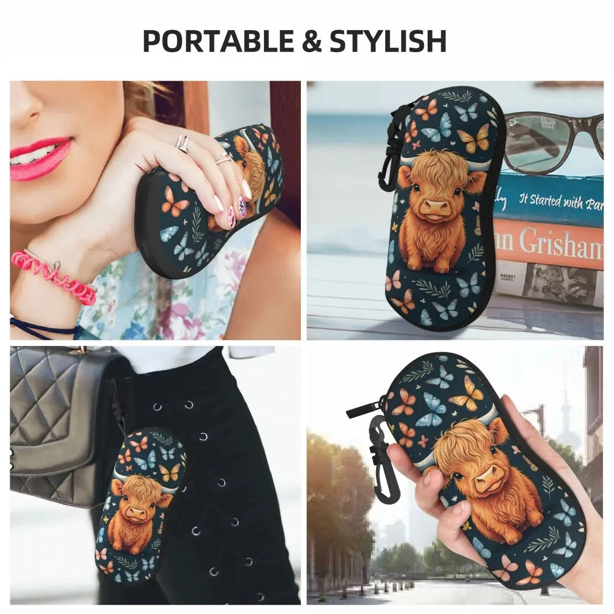 Baby highland cow glasses case