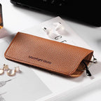 Flat leather glasses case