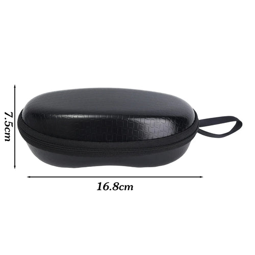 Black leather glasses case with zip