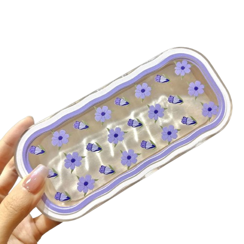 Floral transparent glasses case